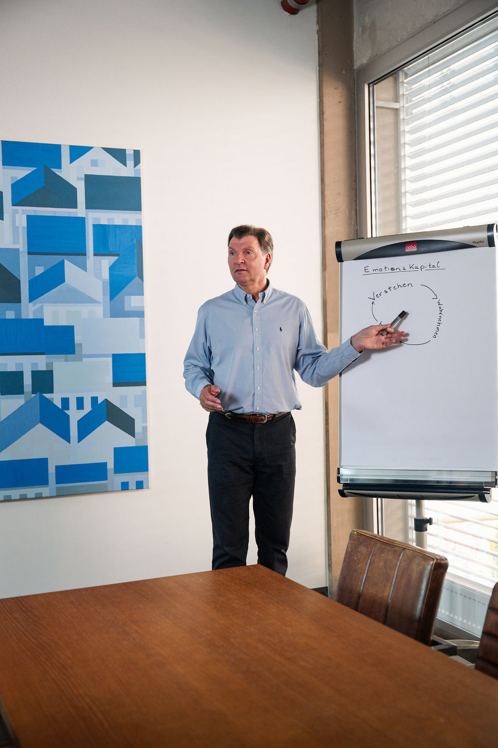 Christian Eibl arbeitet während eines Workshops an einem Flipchart.